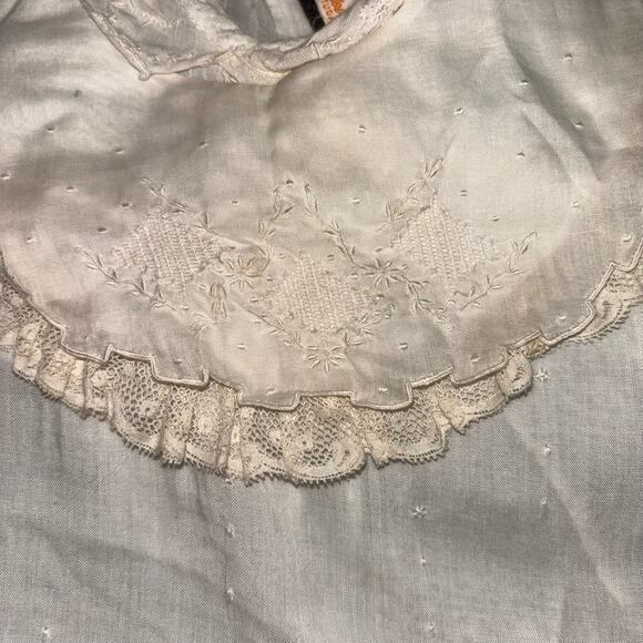 Victorian Girls Dress & Bib Handmade With Delicate Lace Trim & Embroidery - Picture 3 of 9